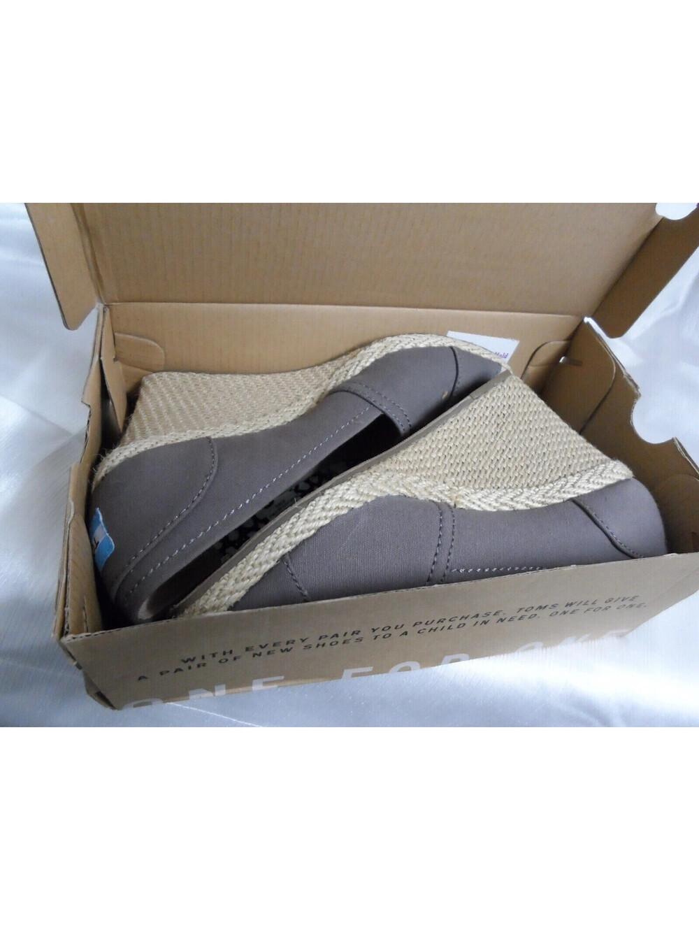 Toms Womens Wedge Ash Canvas Open Toe Heel shoes sz 6